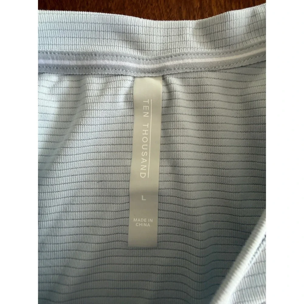 Ten Thousand Training Shirt Mens Light Blue Micro Stripe Athletic Tee Large - Picture 3 of 5